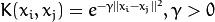 K(x_i, x_j) = e^{-\gamma ||x_i - x_j||^2}, \gamma > 0